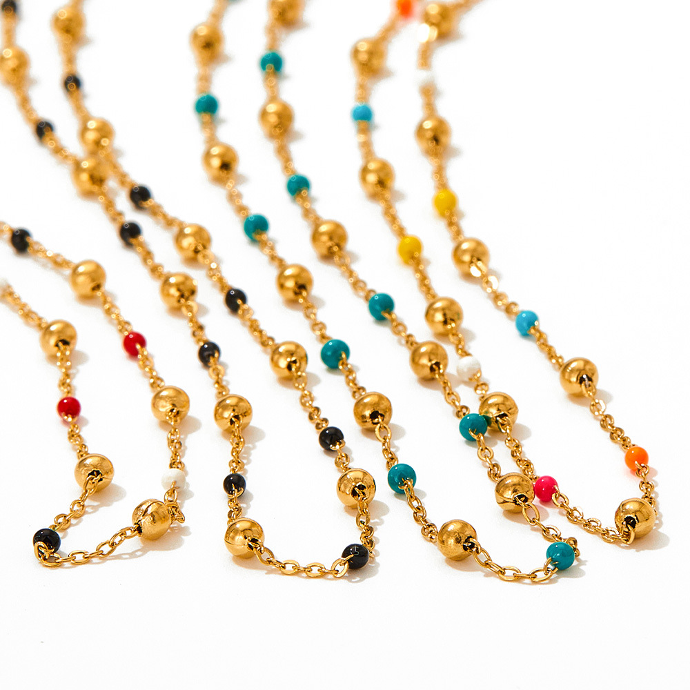 色彩缤纷的民族风项链，真空镀18K金首饰