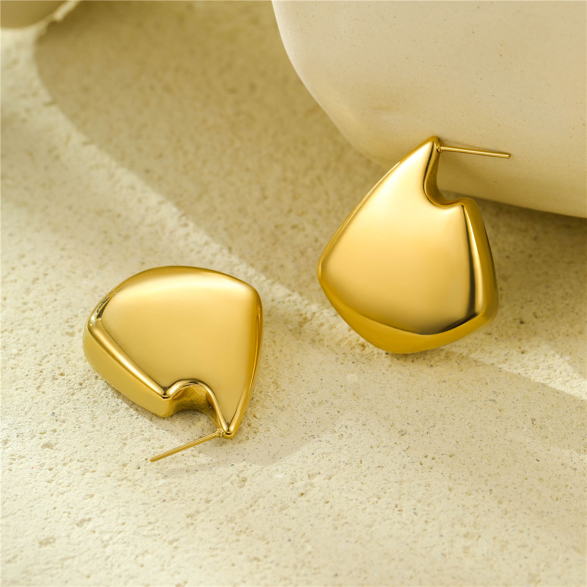 18k镀金防过敏厚不锈钢几何独特首饰