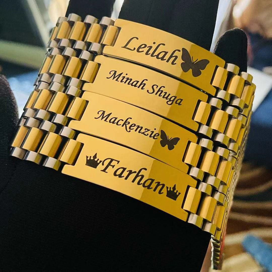 不锈钢首饰空白条带定制标志手链