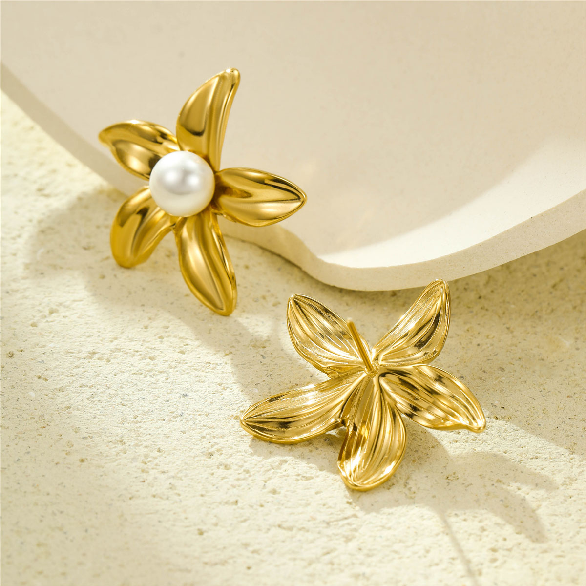 复古珠宝18k镀金花朵耳环