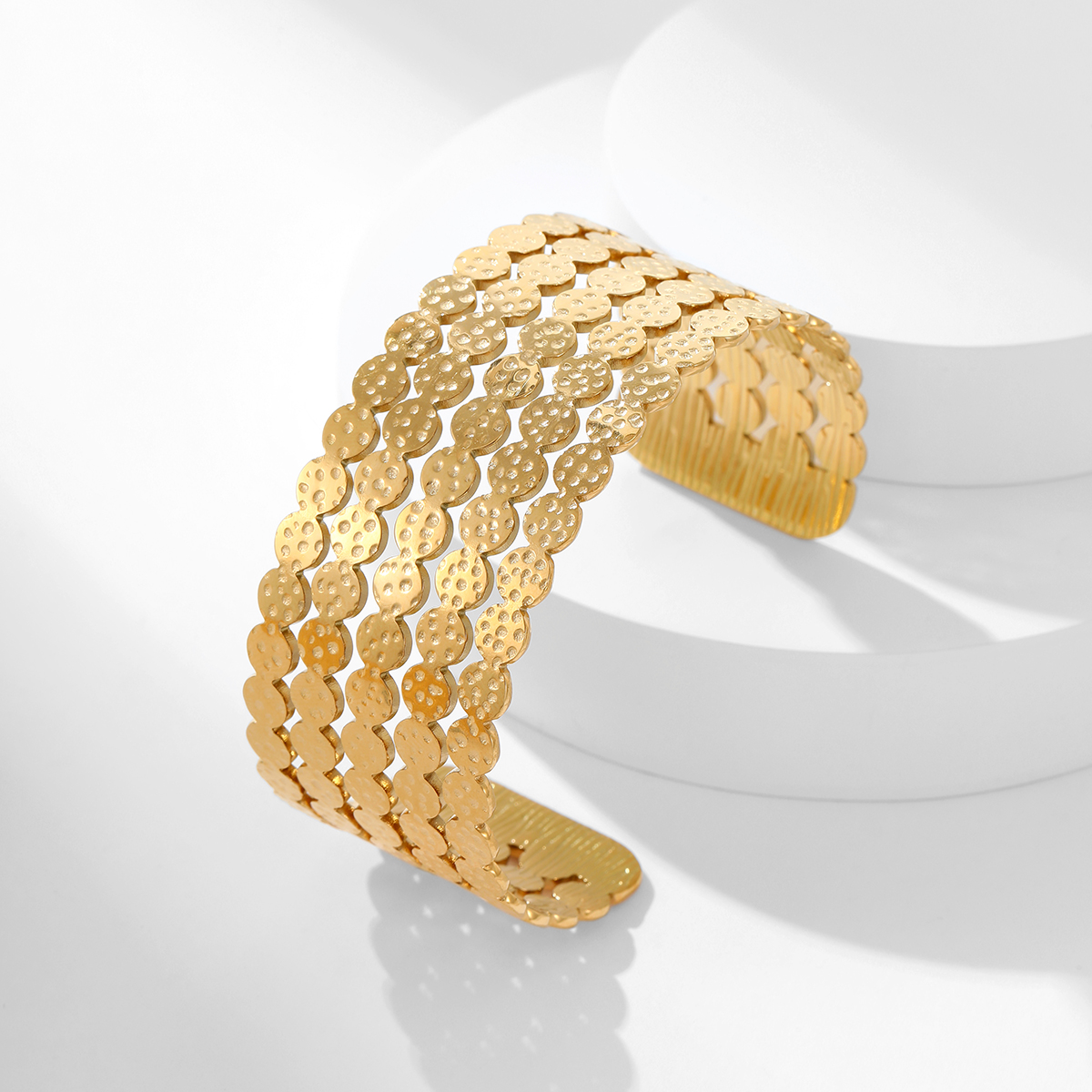 简约时尚手镯镂空夸张不锈钢开口手镯